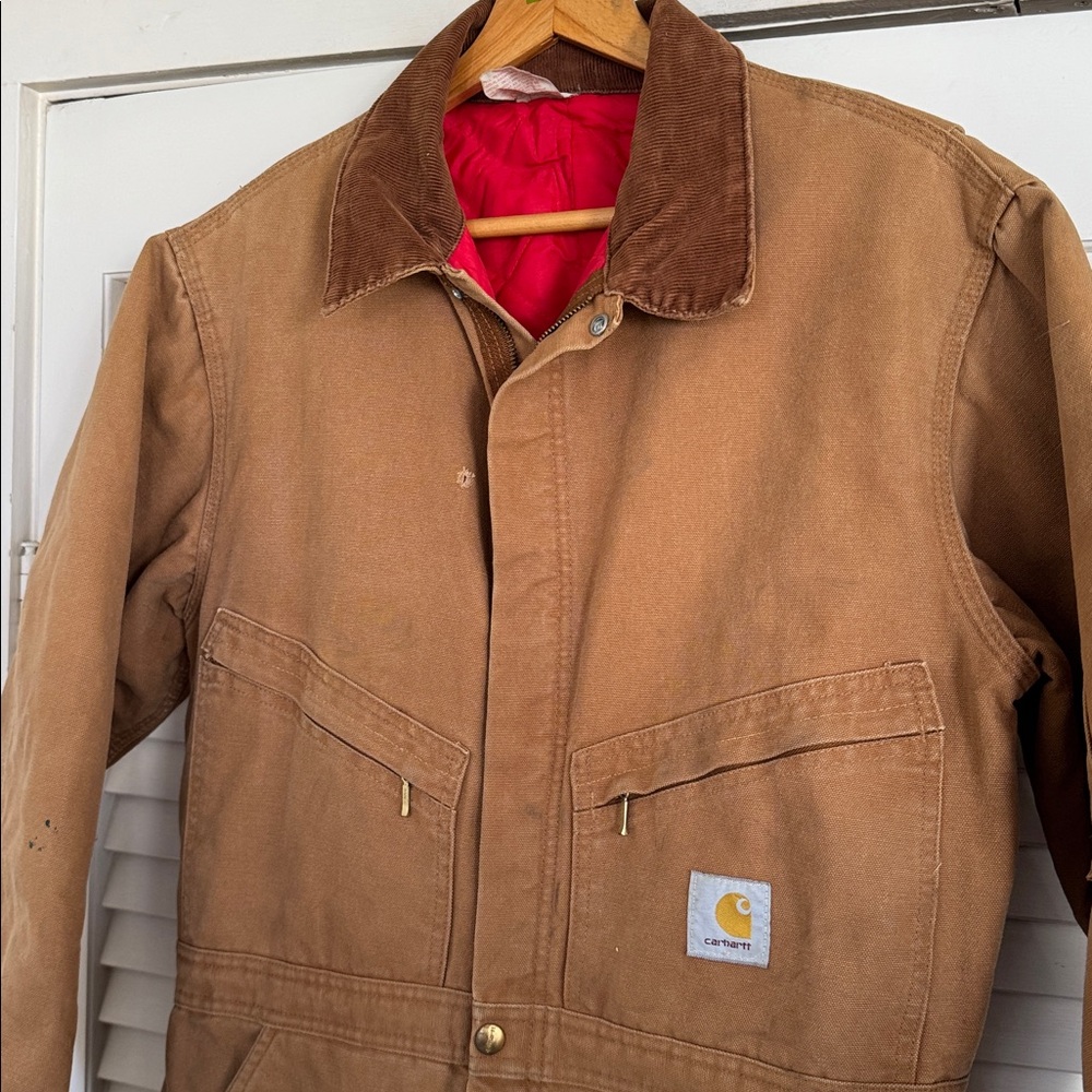 Vintage Carhartt Mens 42R Distressed Quilted Canvas Coveralls 996QZ USA Made - Picture 6 of 16